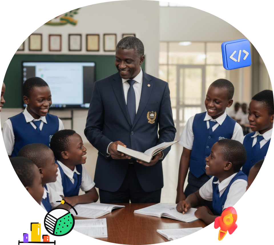 Teacher and students